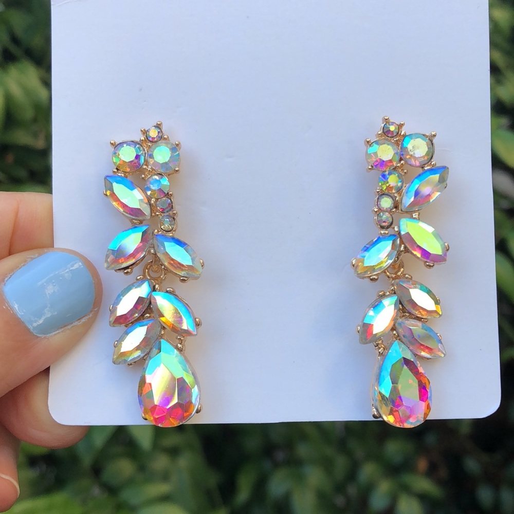 Stunning Aurora Borealis Statement Dangle Earrings - image 2